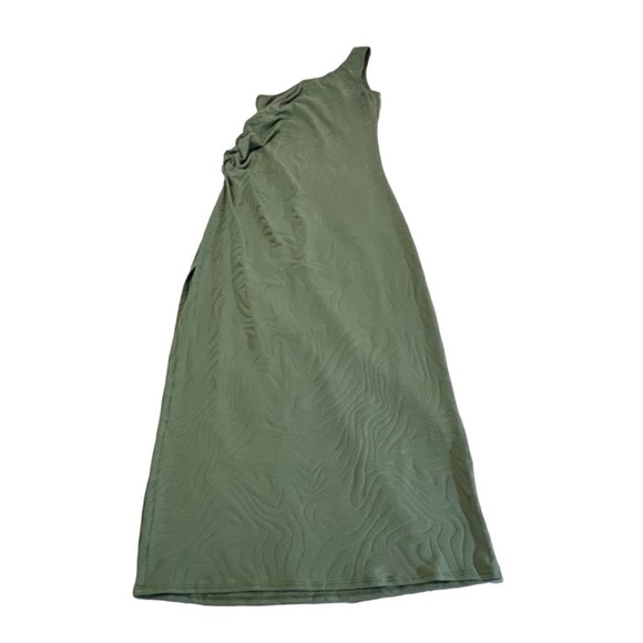 Seafolly One Shoulder Second Wave Midi Dress in Palm Green Textured Vacation M - Picture 12 of 16